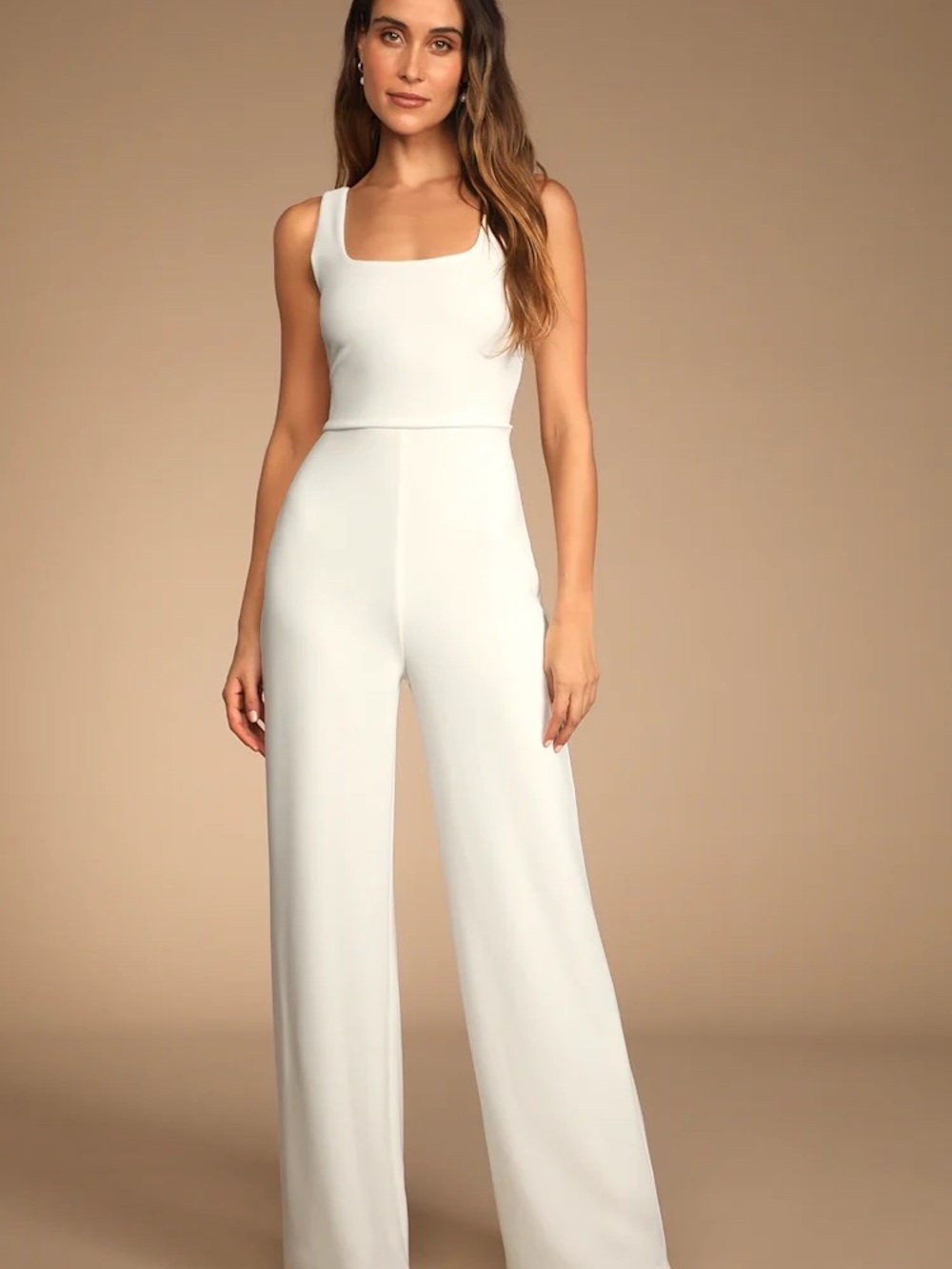 Lulus Positive Twist white sleeveless twist-back wide leg jumpsuit